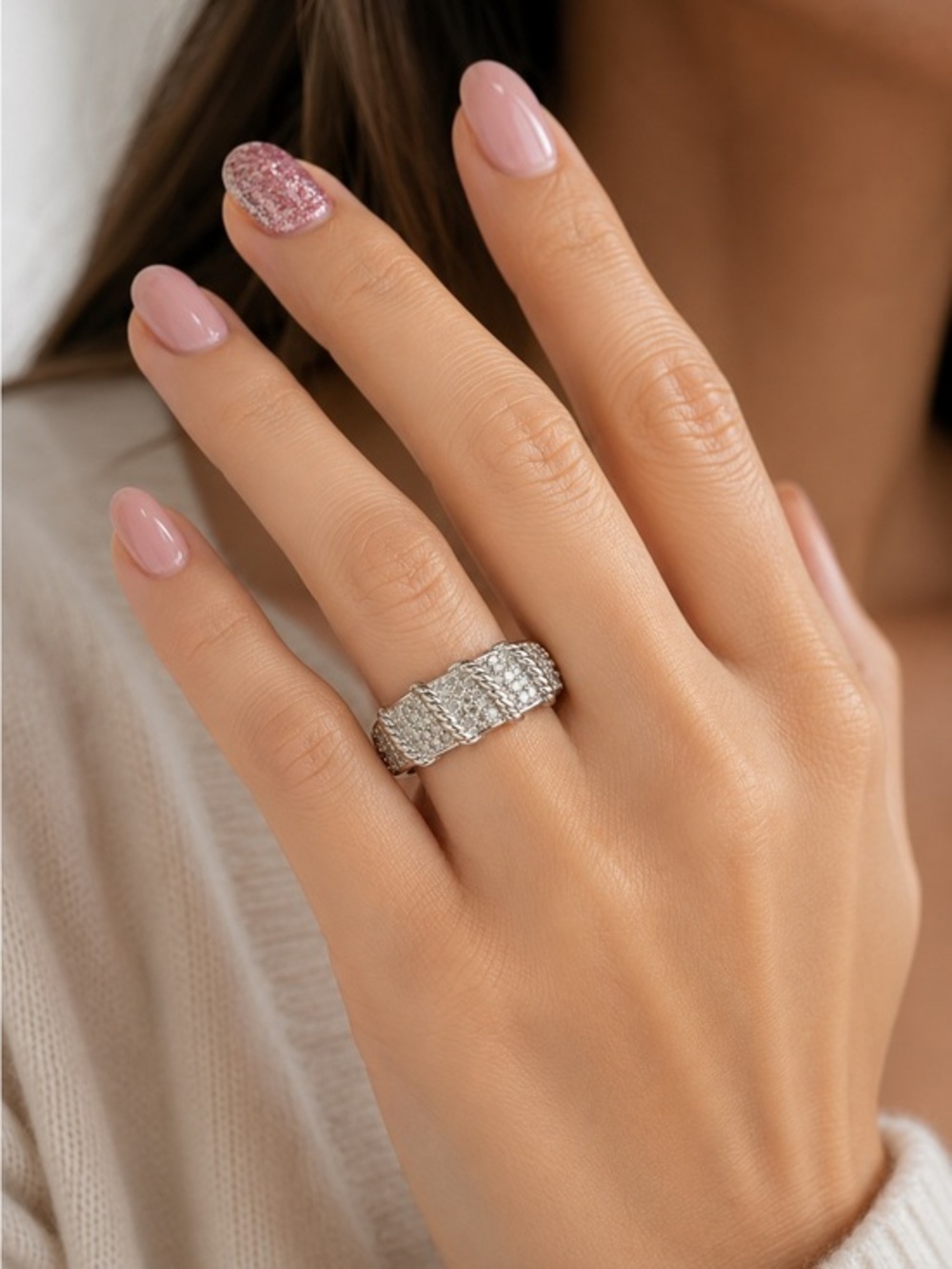 14k white gold plated Wedding Band size 7